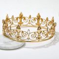 (NEW)OIMG Royal King Crown For Men - Metal Prince Crowns And Tiaras Full Round Birthday Party Hatsmedieval Accessories Gold.