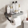 Nail Free Grey Toilet Paper Holder Aluminum Wall Mounted Toilet Paper Roll Holder Bathroom Accessories WC Decor Storage Shelf. 