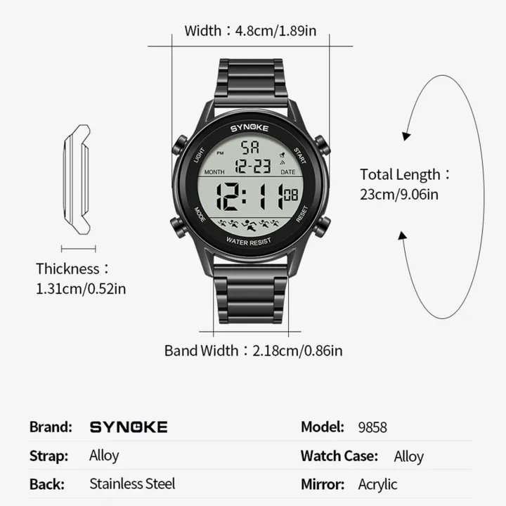 SYNOKE%20Stainless%20Steel%20Strap%20Digital%20Men's%20Watches%20Chrono%20Clock%20Waterproof%20Male%20Wristwatch%20Electronic%20Watches%20Relogio%20Masculino%20-%20Image%203