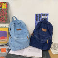 Women's Washed Denim Backpack Japanese StyleinsWind Street Fashion Simple and All-Matching College Students Bag Travel Backpack.