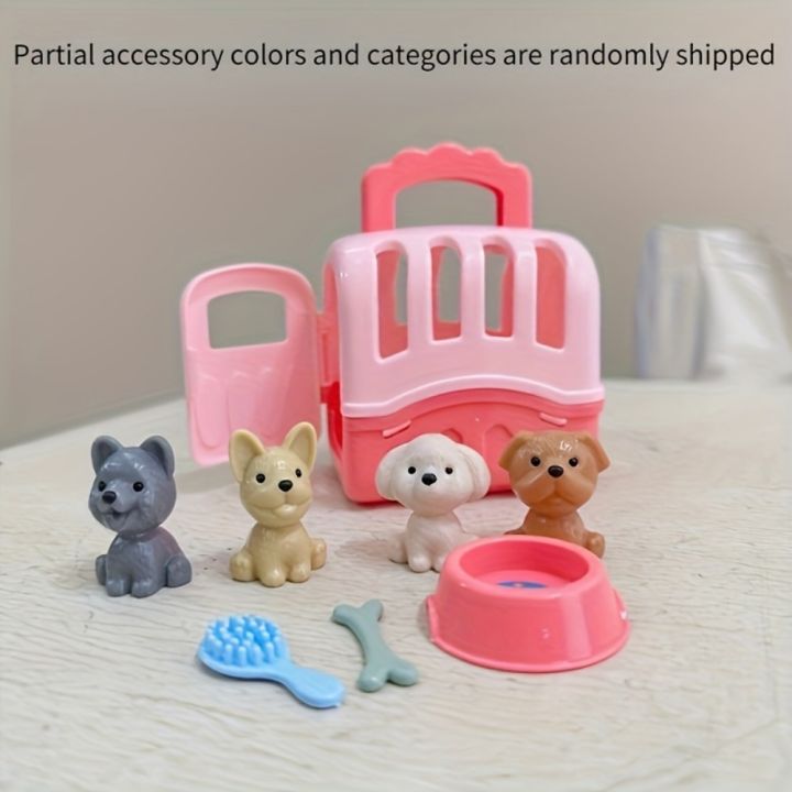【Trick or Treat Alliance Mall】8pcs/set Cute Dog Pet Basket Toys, Dog Doll Set Dog Cage Toys Toys, Children's Day Gifts