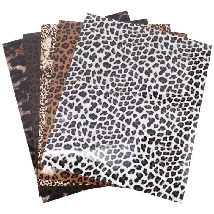 5Pc Heat Transfer Vinyl Bundle 12 x 10 Inches Print Leopard HTV Vinyl Craft Film Garment Clothing for T-Shirt Decoration