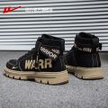 Warrior Official Flagship Store Men's Shoes Autumn New High-Top Fashion Worker Boot Trendy British-Style All-Matching Men's Boots.