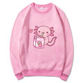 Anime Axolotl Loves Strawberry Milk Doodle Hoodie Kawaii Hoodies Winter Women Spring/Autumn Unisex Sweatshirt Harajuku Sudaderas KEEMEEUYZO.
