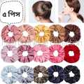 Silk Scrunchie Hair Band for & Braselet for girls 5-Pieces.