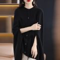 AW22 100% Cashmere Round Neck Sleeveless Knit Top Cape Cardigan Coat Loose And Lazy. 