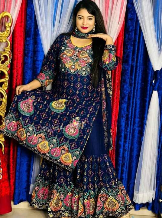 Readymade%20%20Stylish%20And%20Comfortable%20Made%20By%20Lilen%20%20Fabric%20Ghararah%20Three%20Piece%20For%20Women%20-%20Image%205