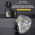 KZ AS24 24BA Units HIFI In Ear Monitor 12 Balanced Armature Earphones Noise Cancelling Earbuds DJ Sport Headset ZAX AST ZSX ZAR. 