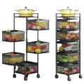5 Layers square shape Kitchen Rotating Shelf 360 Degree Baskets Fruit Vegetable Storage Rack .. 