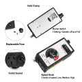 AC220-240V Variable Speed Controller 8A Control Switch Motor Rheostat Fan. 