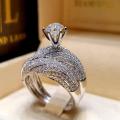 HOYON 18K White Gold Color Diamond Style Ring Set For Women Fine Luxury 925 Sterling Silver Color Moissanite Wedding Jewelry.