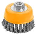 TOLSEN 3" Cup Twist Wire Brush with Nut (75mm-M10)  Industrial quality 77587 - Kings Trading. 