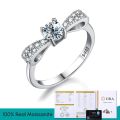 KNB 0.5CT Luxury Moissanite Elegant Wedding Bow Knot Rings for Women 925 Sterling Silver Brilliant Diamond Bridal Fine Jewelry. 