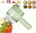 4 In 1 Handheld Electric Vegetable Cutter Set, Portable Mini Wireless Food Processor With Brush, Wireless Food Processor, Garlic Chopper for Garlic Pepper Chili Onion Celery Ginger Meat. 