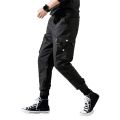 Workwear pants for men's spring and autumn styles with multiple pockets and ankle straps, casual and versatile cropped pants. 