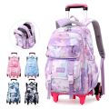 Rolling School Bags for Girls Backpack Children Waterproof School Backpacks with Wheels Middle School Trolley Luggage Back Pack. 