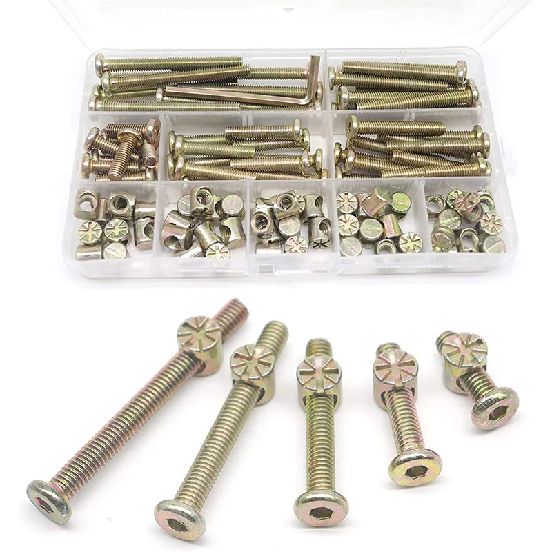 Baby Bed Screws Bolts Kit,Hex Drive Socket Cap Bolts Barrel Nuts
