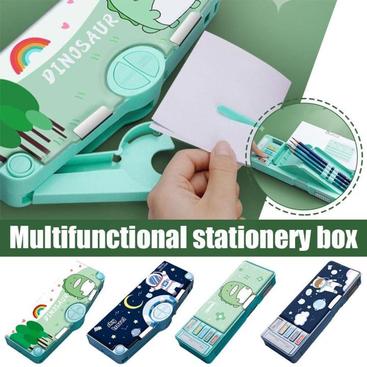 Multi-function Stationery Box Primary School Button Student Pen Case Pencil School Cabinet Case Cute Box Cartoon Stationery Y4K4