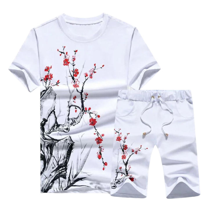 White Printed Exclusive Summer Combo T-Shirt & Pant - T Shirt For Man - T Shirt For Man - T Shirt For Man - T Shirt - গেঞ্জি ছেলেদের