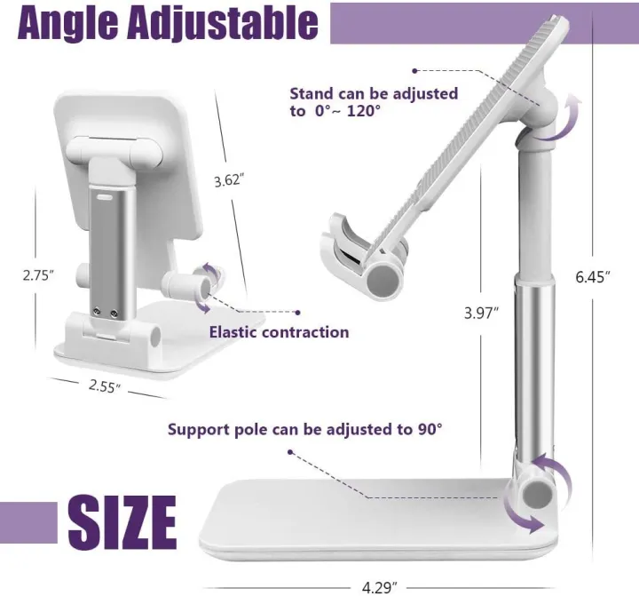 Foldable%20Desktop%20Phone%20Stand%20Holder%20%E2%80%93%20Adjustable%20Portable%20Mobile%20Stand%20for%20Desk,%20Table%20&%20Video%20Viewing%20-%20Image%204