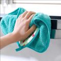 Print Coral Fleece Microfiber Hanging Hand Towel Cute Kids Washcoloths Quick Dry Thicken Cleaning Cloths Wipes Rags for Kitchen & Bathroom 38*30cm.