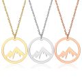 Dainty Non Tarnish 18K Gold Silver Plated Stainless Steel Women Circle Peak Mountain Range Pendant Necklace Jewelry. 
