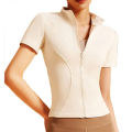Aiithuug Yoga Tops Zipper Short Sleeve Gym Shirts Waist Slimmer Zip Up Sports Workout Top Fitness Jackets Running Slim Fit Tops. 