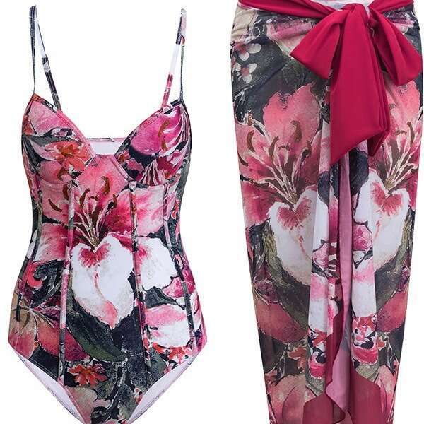 2024 New Split Decoration Quick drying Printing Sexy Sunscreen Beach Advanced Swimming Suit for Women