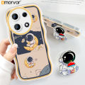 AMORVOR for Infinix Note 30 4G 5G Back Cover With Free Holder Astronaut Soft Wavy Phone Case Camera Protection Transparent TPU Soft Cover. 