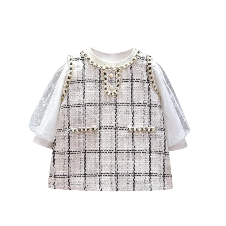 DSstyles%20Baby%20Girls%20Dress%20Set%20Casual%20Long%20Puff%20Sleeves%20T-shirt%20Plaid%20Knitted%20Tank%20Dress%20With%20Pearl%20Button%20Trim%20Outfit%20For%20Kids%20Toddler%20Girls%20Gifts%20-%20Image%202
