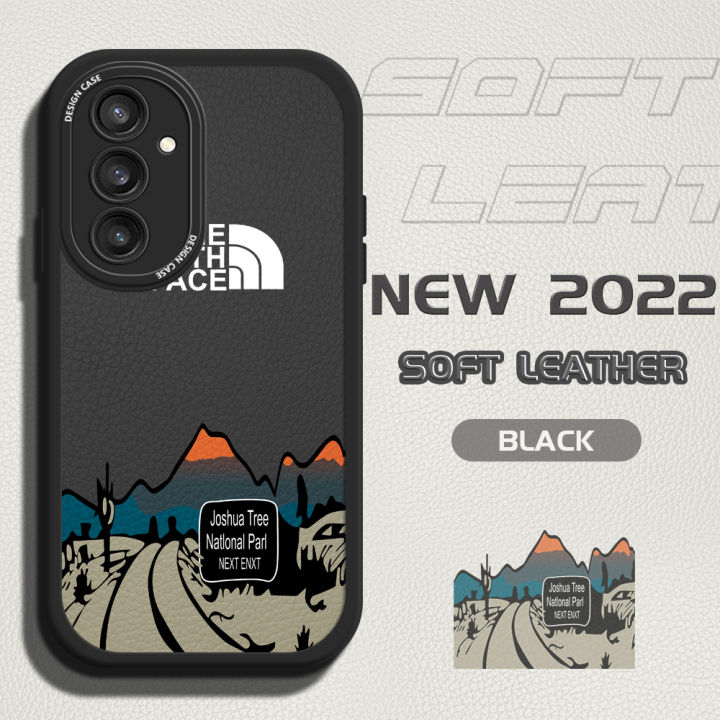 For Samsung S23 FE 5G Back Cover Slim Skin Feeling Cartoon Simple Scenery Cover Soft Silicone PU Leather Phone Case