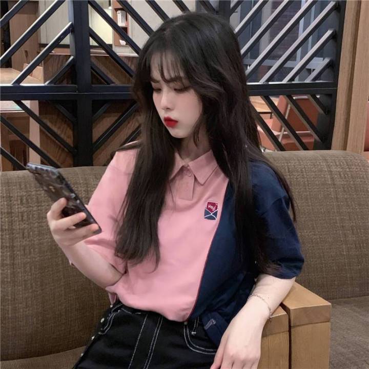 Early%20Autumn%20Fresh%20Top%20Harajuku%20Style%20Cute%20Lapel%20polo%20Student%20Fashion%20Korean%20Style%20Shirt%20ulzzang%20Short%20Sleeve%20T%20Women's%20T-shirt%20-%20Image%203