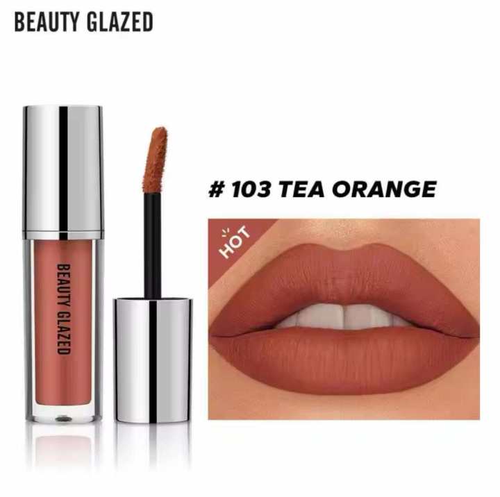 Beauty Glazed Matte Waterproof Long Lasting Liquid Lipstick -103# TEA ORANGE