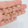 1Piece Fashion L Shaped Dangle Nose Studs Piercing 20G Stainless Steel Flower Moon Tassels Zircon Nostril Screw Piercing Jewelry.