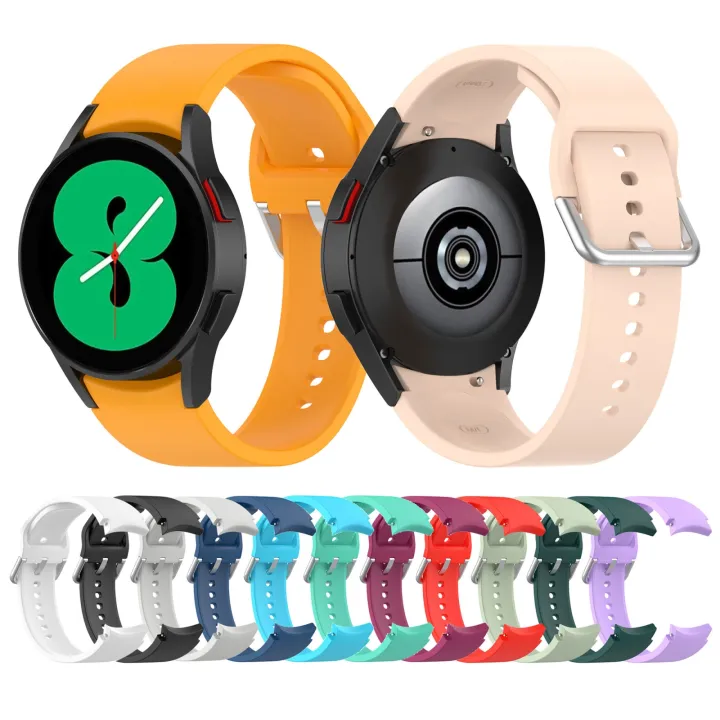 (New)%20for%20Samsung%20Galaxy%20Watch%205%2044mm%20official%20silicone%20silver%20round%20buckle%20watch%20band%20-%20Image%203