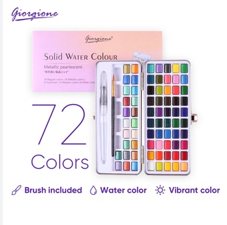 Giorgione G-ZG 72 colors metallic pearlescent solid watercolor paint with water ink brush set with metal box