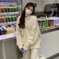 Cable-Knit Pullover Sweater Women 2023 Autumn and Winter New Korean Style Gentle Wind Season Loose Outer Wear Casual Sweater Top.
