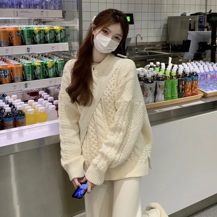 Cable-Knit%20Pullover%20Sweater%20Women%202023%20Autumn%20and%20Winter%20New%20Korean%20Style%20Gentle%20Wind%20Season%20Loose%20Outer%20Wear%20Casual%20Sweater%20Top%20-%20Image%202