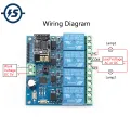 5V ESP8266 ESP-01 4 Channel Wifi Relay Module Remote Control Switch For Smart Home IOT Transmission Phone APP Controller. 
