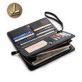 Black High-quality Genuine_Leather Long Wallet , Mobile purse Card holder Carry wallet for men. 