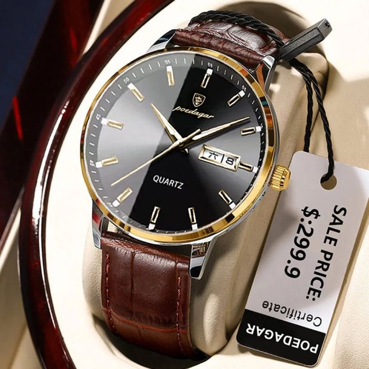 LooKeo%20mall%20POEDAGAR%20High%20Quality%20Leather%20Men's%20Wristwatch:%20Fashionable,%20Waterproof,%20Luminous,%20Week/Date%20Display,%20Top%20Brand%20Quartz%20Watch%20-%20Image%202
