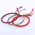Ethnic Style Handmade Braided Knot Adjustable Red Silk String Cord Tibetan Buddhist Women Lucky Bracelets.
