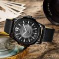 Artificial Leather Analog Watch for Men - Black.
