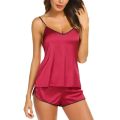 Women sleepwear Set Solid Color Sleep Tops shorts Silk Pajamas for Female Pajamas Girls Sleepwear Nightwear. 