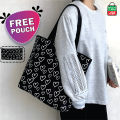TAG Lifestyle Canvas Tote Bag/Fashionable Top Handle Bag Off White Color with Zipper for girls For University/College/Trendy Fashionable Women with free pouch.