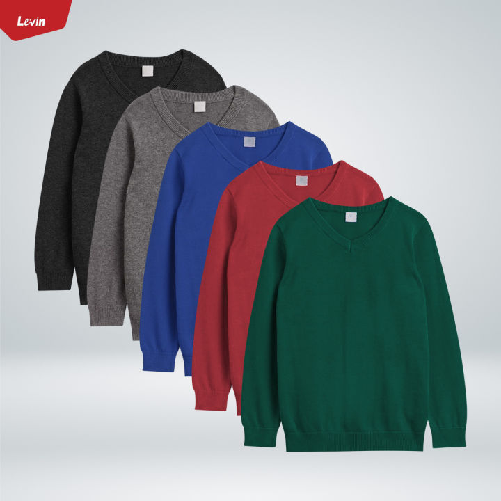 Boys V-Neck Long Sleeve Cotton Sweater From Levin