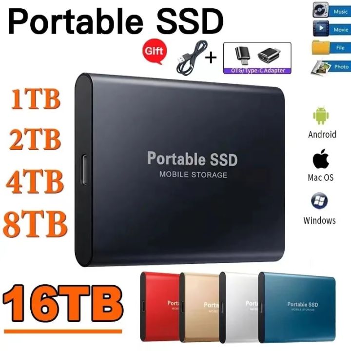 1TB Portable SSD High-speed Mobile Solid State Drive 500GB SSD Hard Drives Disk USB 3.1 2TB External Storage Decives for Laptops