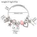 Sanrio Crystal Beads Bracelet Bangle Hello Kitty Zircon Inlay Enamel Pendant Bracelet Women Cute Sweet Jewelry Hand Accessories.