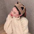 Cute cat ears tie hair band women's face mask headband simple and versatile headpiece plush headband 2023 bandana. 