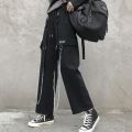 Gothic Cargo Pants Women Punk Chain Wide Leg Pants Korean Style Oversized Streetwear Trousers Female Techwear Emo BQ.